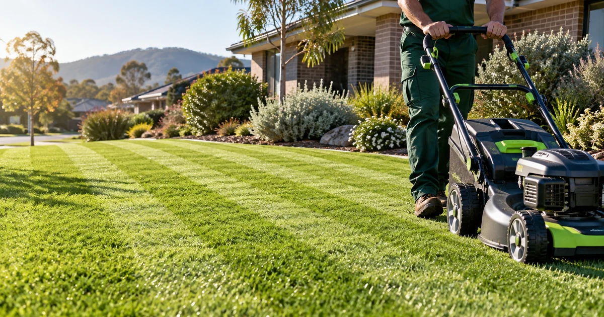 Freshly striped lawn in Albury